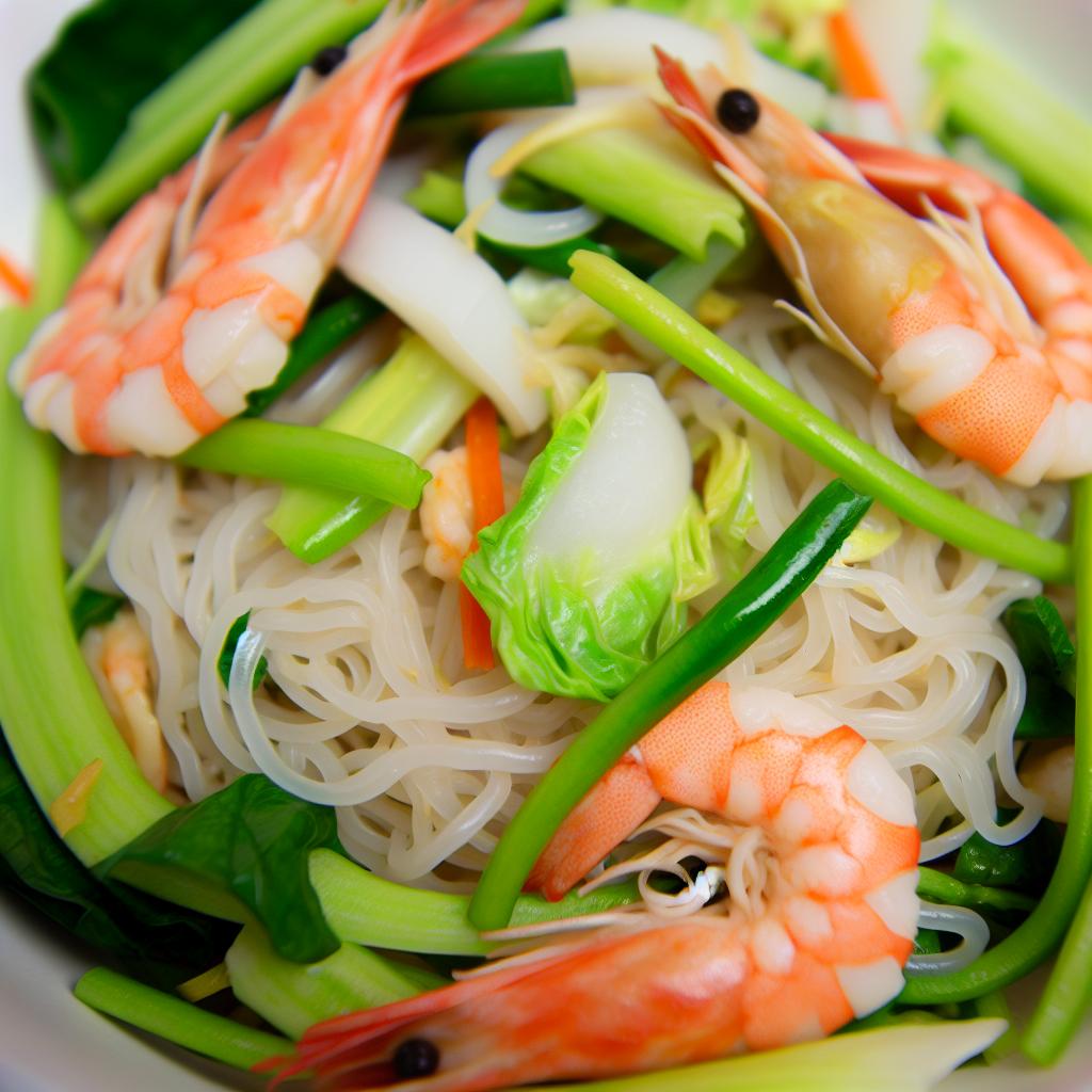 Filipino Pancit Bihon with Shrimp and Vegetables Recipe