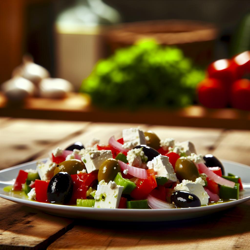 Turkish Coban Salad with Feta Cheese and Olives Recipe